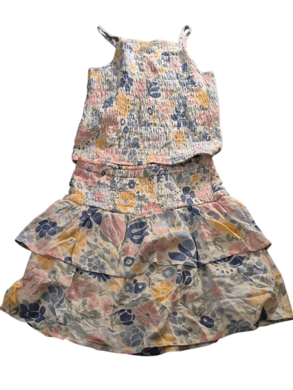 abercrombie kids Floral Smocked 2 Piece Set in Blue, Pink, Yellow(132)